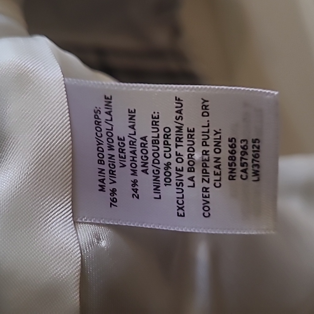 LEWIT WHITE & BLUE CHECK PLAID VIRGIN WOOL RAW EDGE PEPLUM JACKET Sz S - Picture 8 of 8